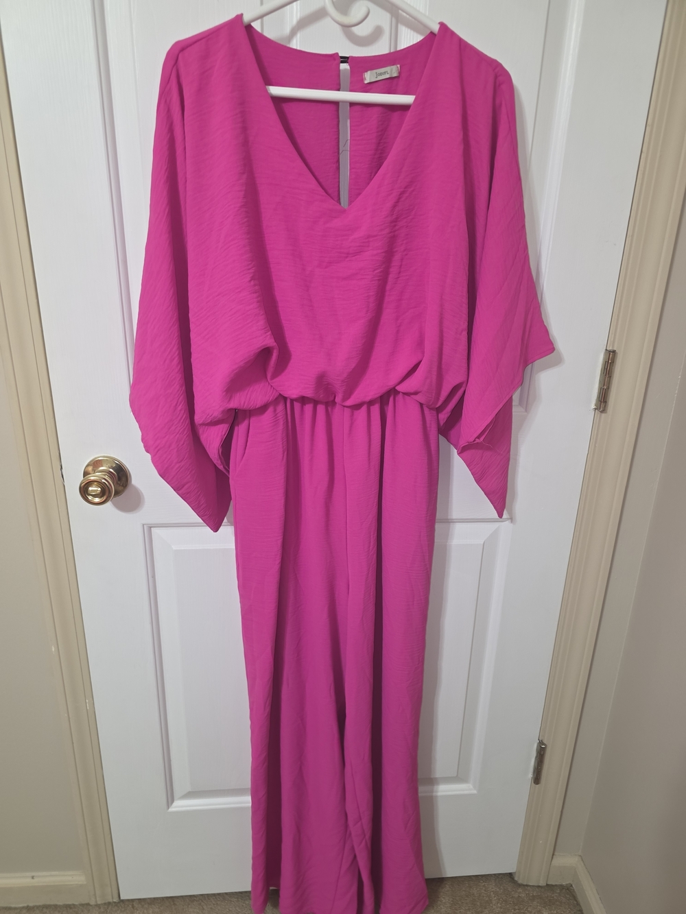 Bright Fuchsia V-Neck Flowy Jumpsuit